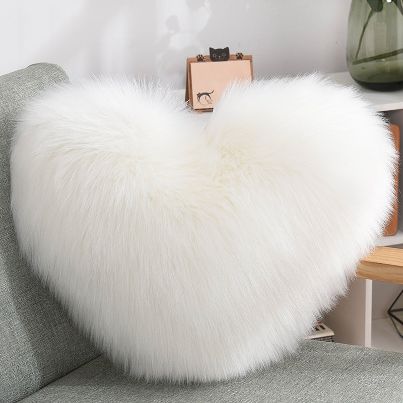 Heart Shaped Plush Cushion Cover
