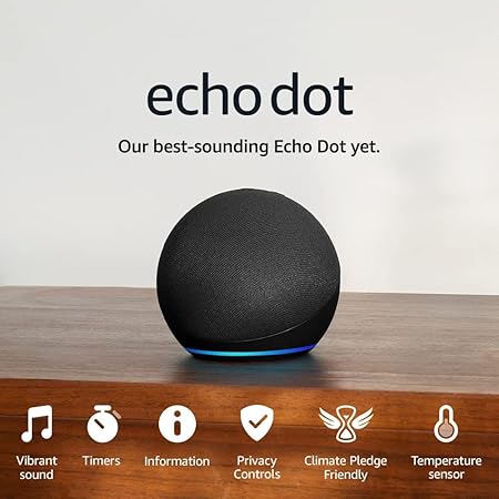 Amazon Echo Dot 5Th Generation Smart Speaker with Alexa - Charcoal