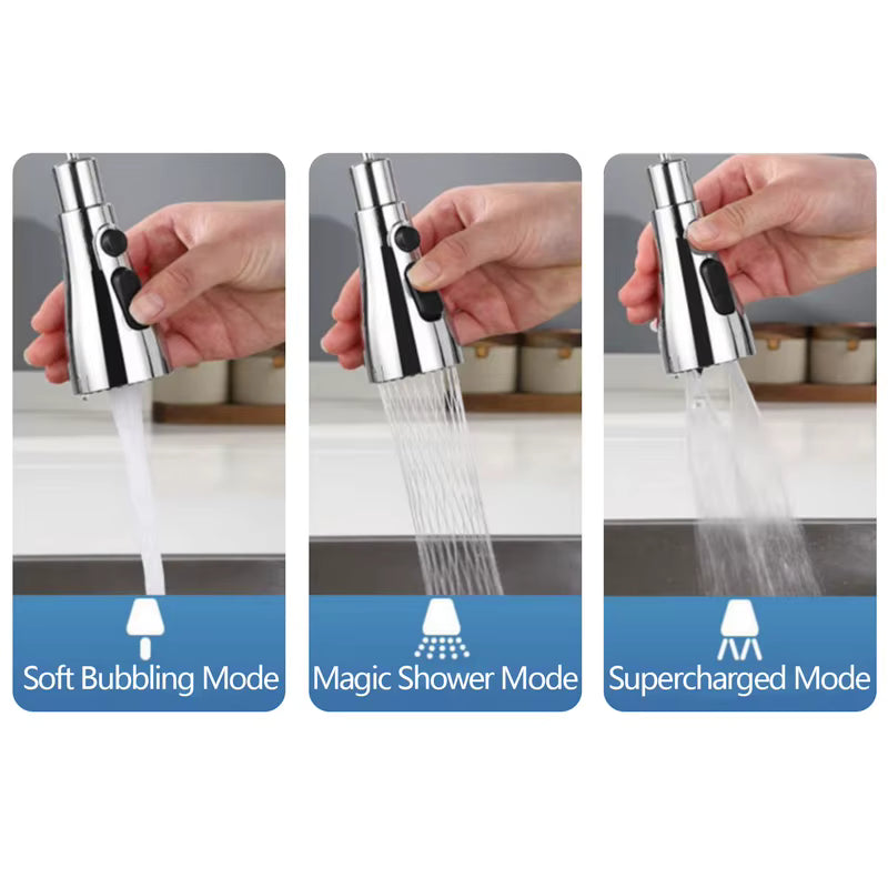 3In1 Faucet Sprayer Pull Out Kitchen Leakproof 360 Degree Ajustable Sink Tap Bathroom Basin Replacement Spray Head High-Quality