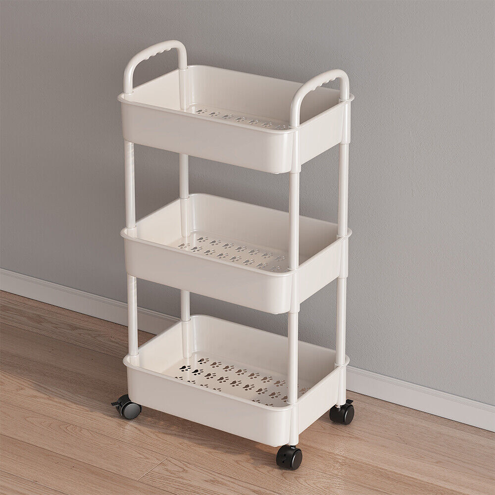 3 Tier Storage Trolley Cart On Wheels Kitchen Bathroom