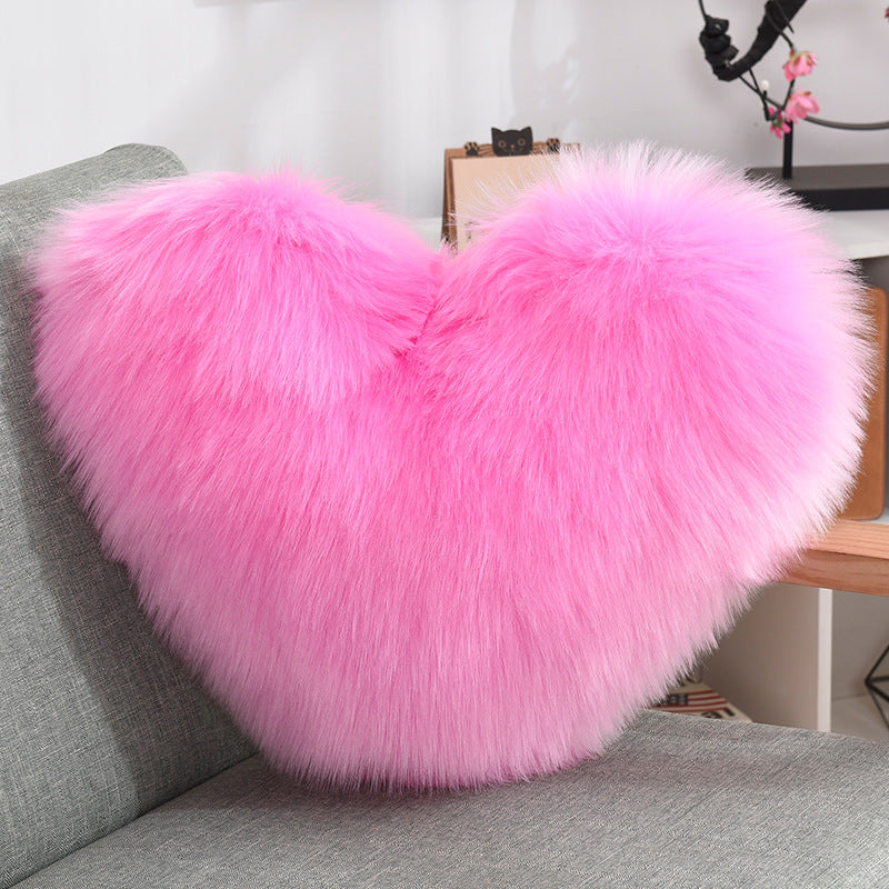 Heart Shaped Plush Cushion Cover