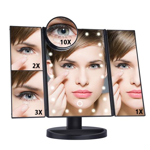 Three-sided Foldable Magnifying Desktop Makeup Mirror