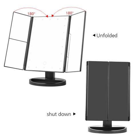 Three-sided Foldable Magnifying Desktop Makeup Mirror