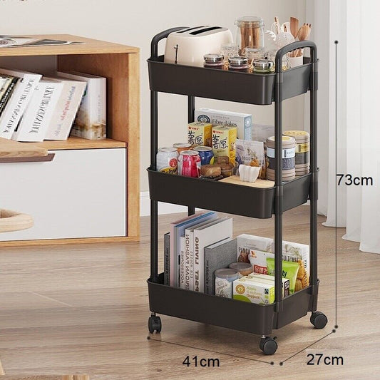 3 Tier Storage Trolley Cart On Wheels Kitchen Bathroom