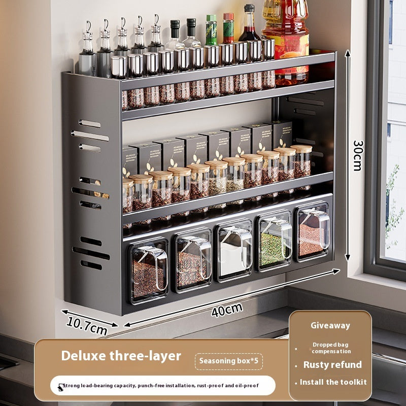Wall-mounted Multi-functional Kitchen Spice Rack