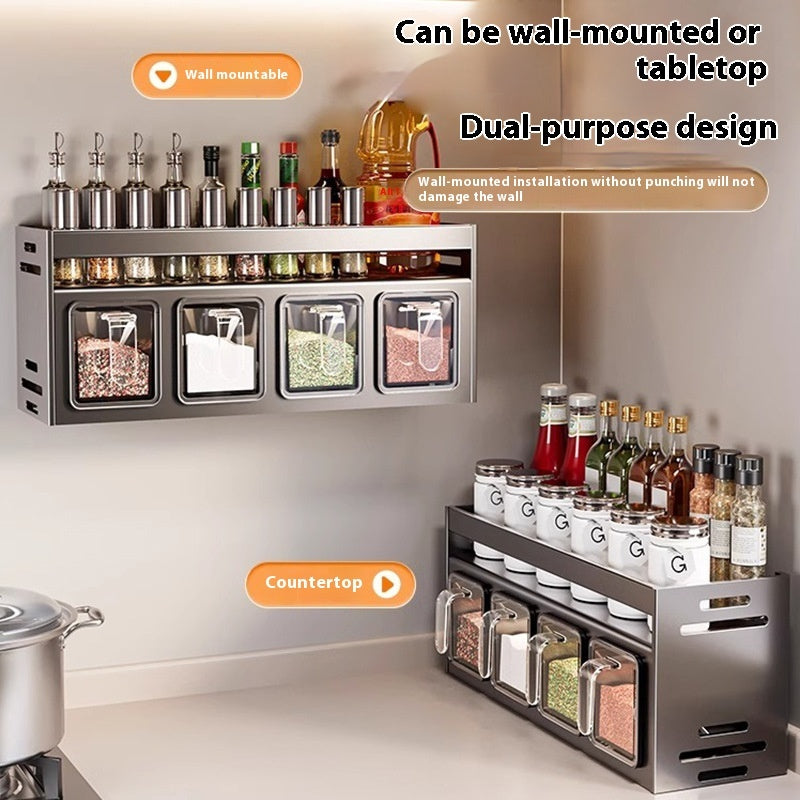 Wall-mounted Multi-functional Kitchen Spice Rack