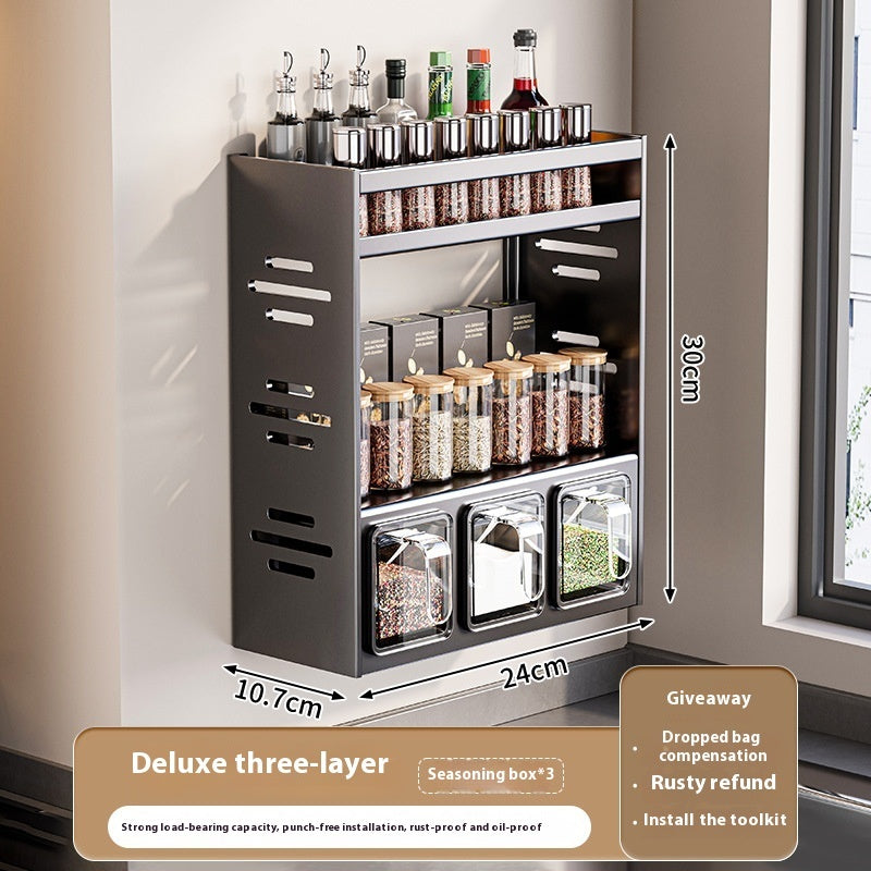 Wall-mounted Multi-functional Kitchen Spice Rack