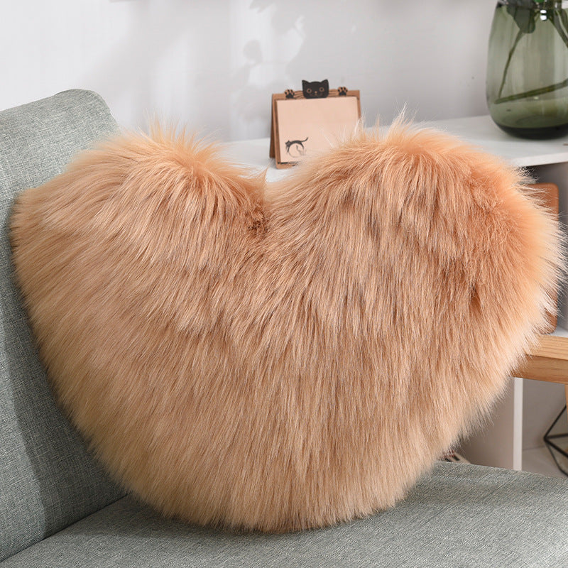Heart Shaped Plush Cushion Cover