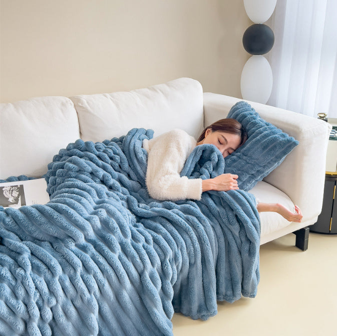 Luxury Bubble Velvet Rabbit Fur Blanket