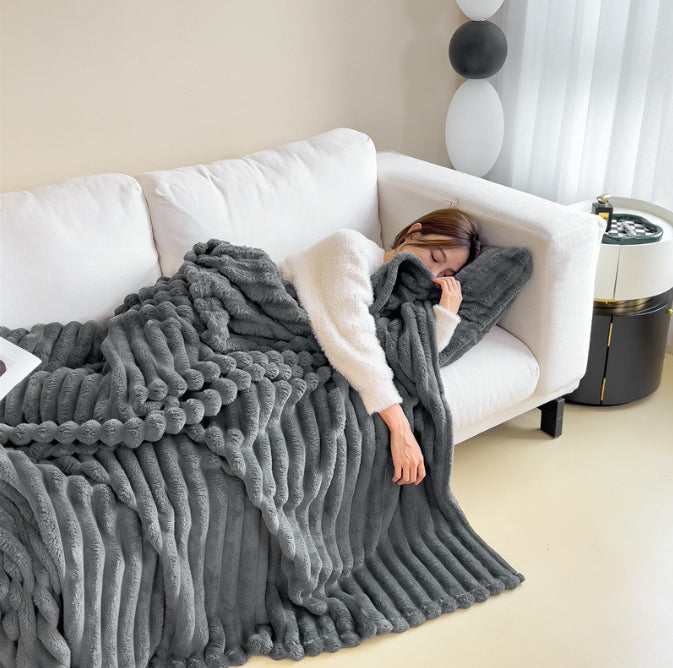 Luxury Bubble Velvet Rabbit Fur Blanket