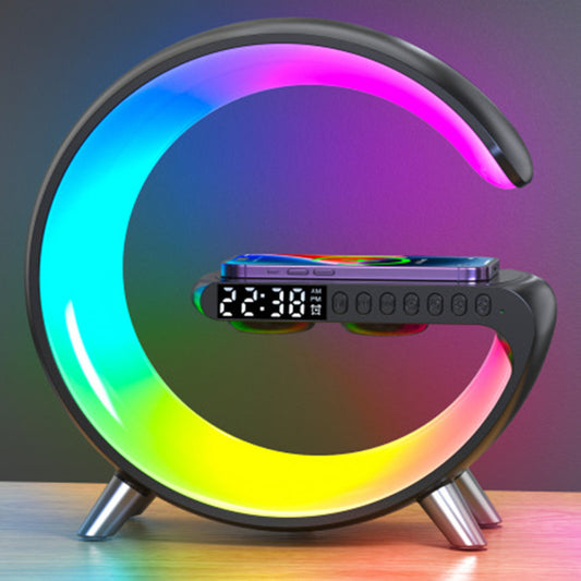 Smart G Shaped LED Lamp - Wireless Charger, Speaker, Alarm Clock