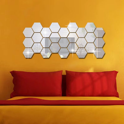 12 Hexagonal 3D Mirror Wall Stickers Room Decor Wall Decor Vinyl DIY Detachable Wall Sticker Decal Home Decoration Art Espejo