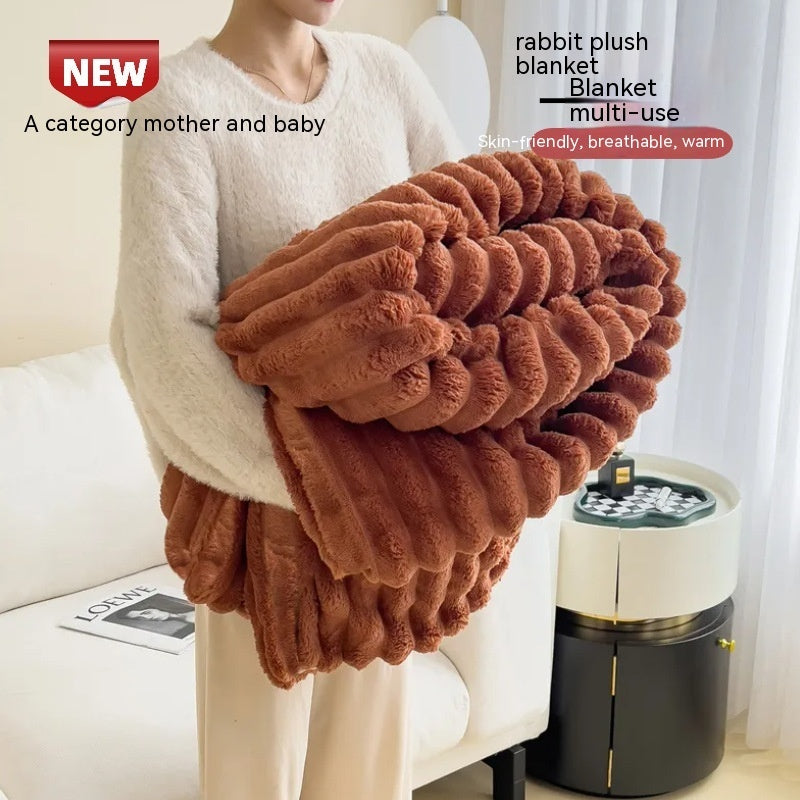 Luxury Bubble Velvet Rabbit Fur Blanket