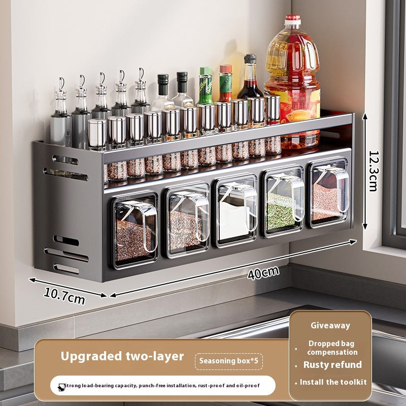 Wall-mounted Multi-functional Kitchen Spice Rack