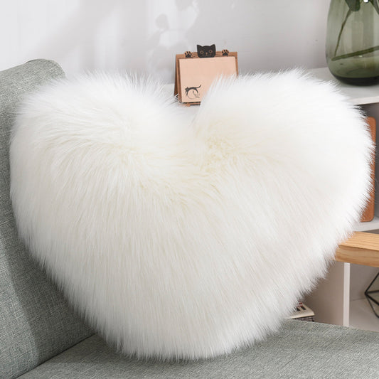 Heart Shaped Plush Cushion Cover