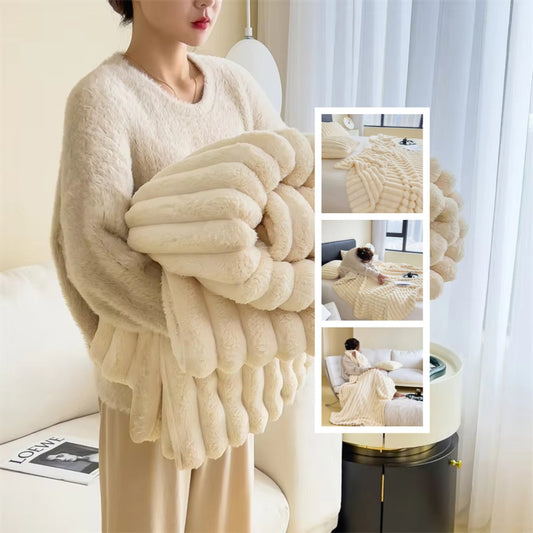 Luxury Bubble Velvet Rabbit Fur Blanket