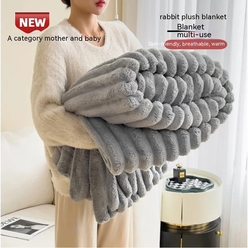 Luxury Bubble Velvet Rabbit Fur Blanket