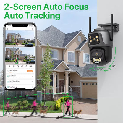 6K 9MP HD IP Camera Outdoor Three-Lens External Wifi Camera 4K/2K Dual Screen Security PTZ Cam Auto Tracking Surveillance Icsee