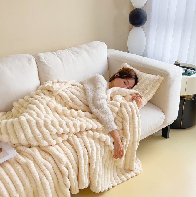 Luxury Bubble Velvet Rabbit Fur Blanket