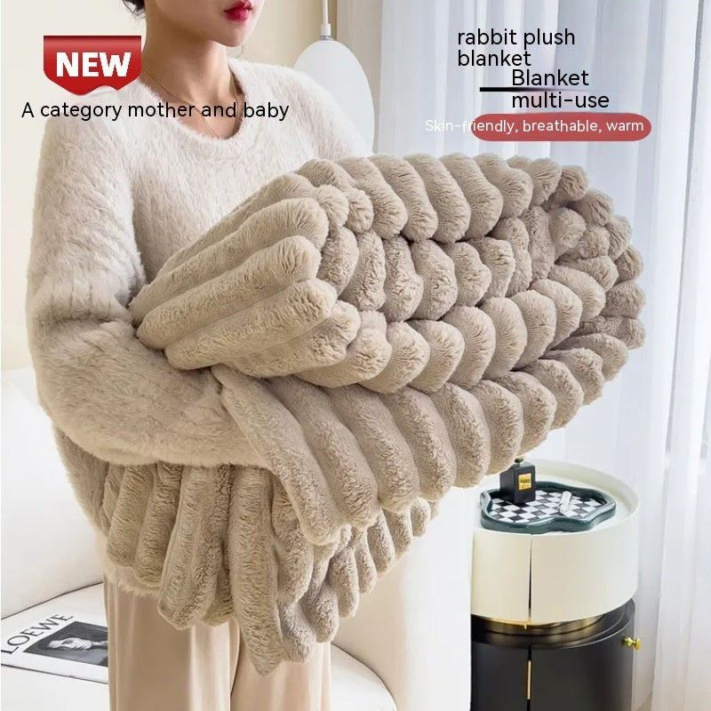 Luxury Bubble Velvet Rabbit Fur Blanket