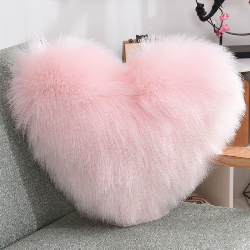 Heart Shaped Plush Cushion Cover