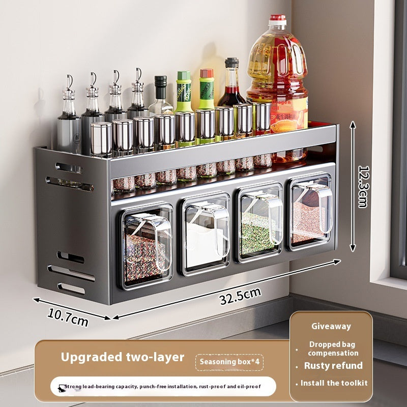 Wall-mounted Multi-functional Kitchen Spice Rack
