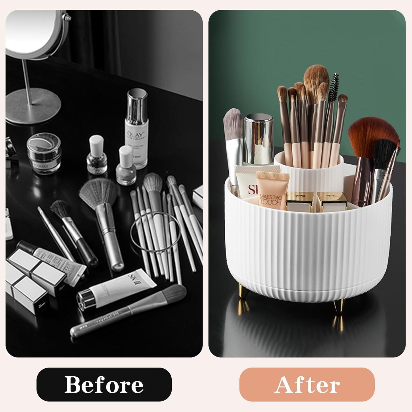 360 Rotating Makeup Brush Holder & Organizer