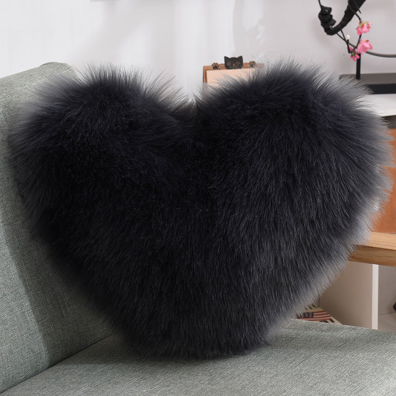 Heart Shaped Plush Cushion Cover