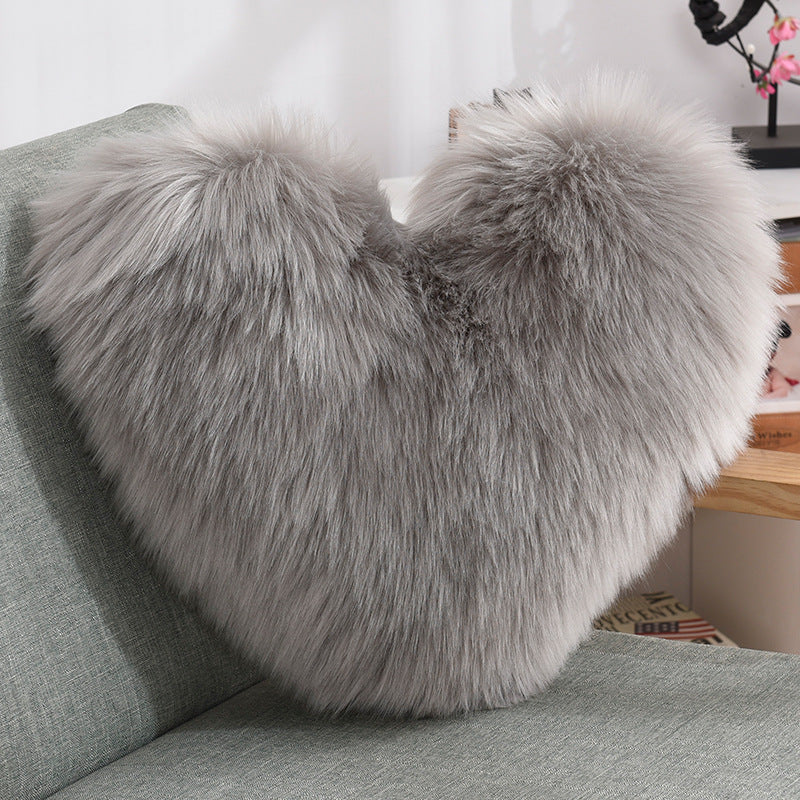 Heart Shaped Plush Cushion Cover
