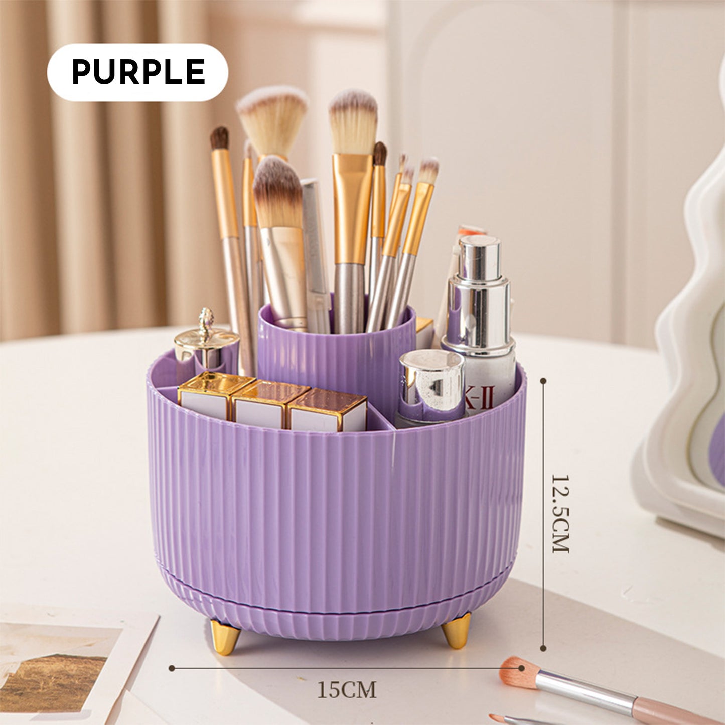 360 Rotating Makeup Brush Holder & Organizer